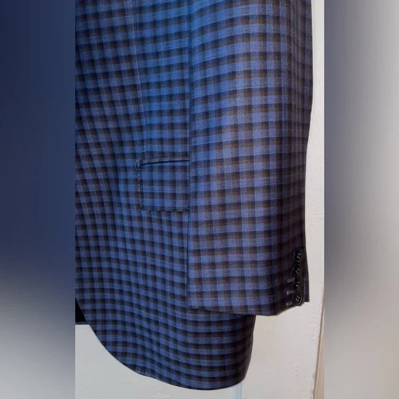 Lubiam Italy Reda 1865 Super 130s Wool Blazer Blue Check Sport Coat NWOT - Picture 4 of 12